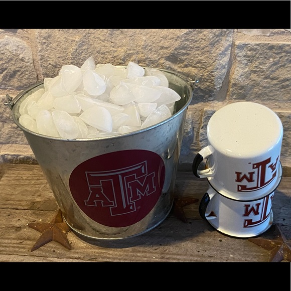 Texas A&M Ice Bucket / 2 Enamelware Mugs - Picture 6 of 10